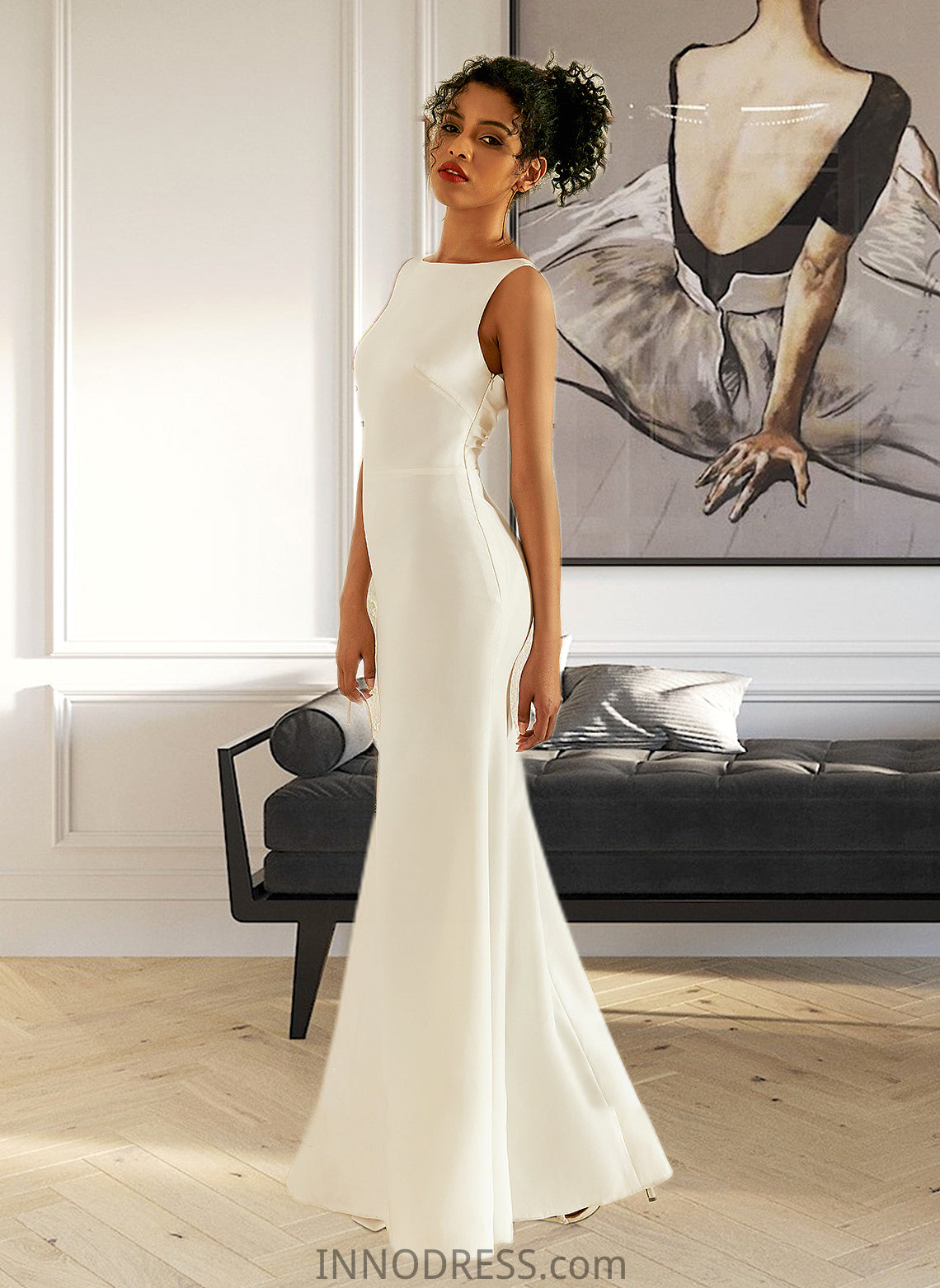 Philippa Trumpet/Mermaid Scoop Neck Floor-Length Wedding Dress DPP0013727