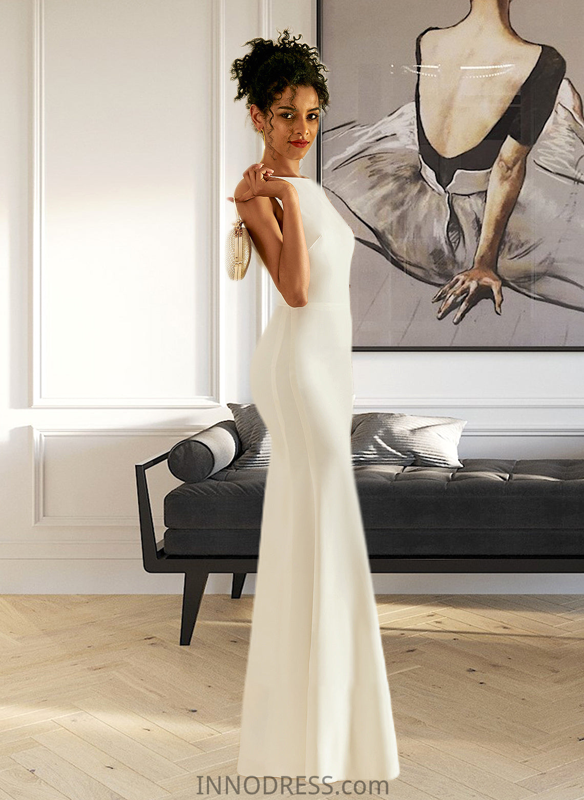 Philippa Trumpet/Mermaid Scoop Neck Floor-Length Wedding Dress DPP0013727