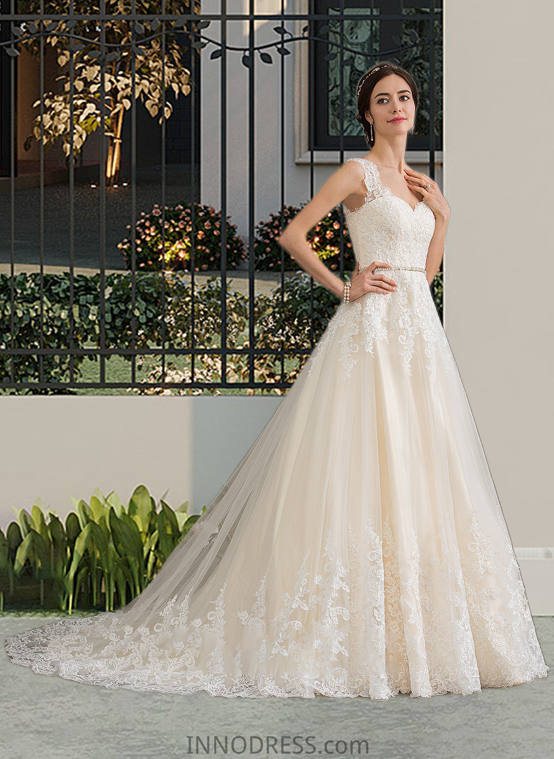 Kaitlin Ball-Gown/Princess Sweetheart Court Train Tulle Wedding Dress With Beading Sequins DPP0013813