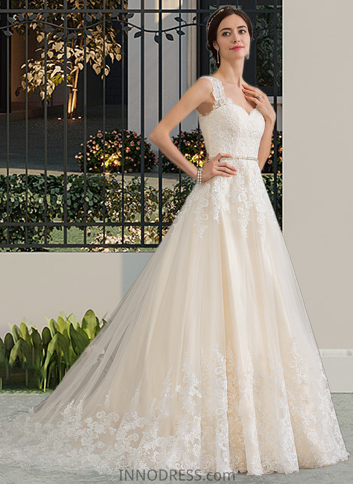 Kaitlin Ball-Gown/Princess Sweetheart Court Train Tulle Wedding Dress With Beading Sequins DPP0013813