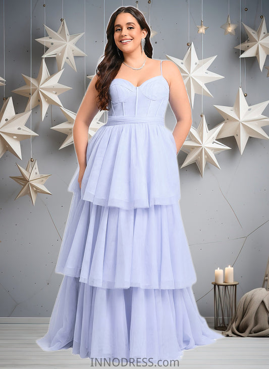 Lois Ball-Gown/Princess Sweetheart Sweep Train Tulle Prom Dresses With Bow DPP0025843