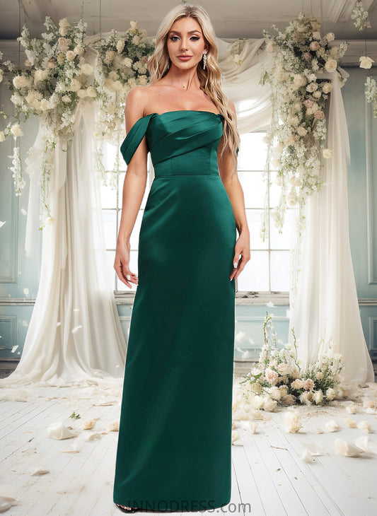 Janey Sheath/Column Off the Shoulder Floor-Length Satin Bridesmaid Dress DPP0025815