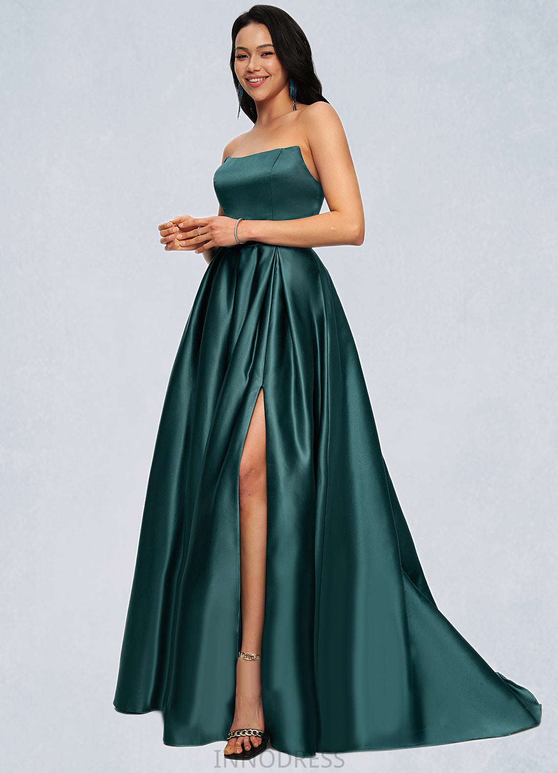 Josie Ball-Gown/Princess Sweep Train Satin Prom Dresses DPP0022207