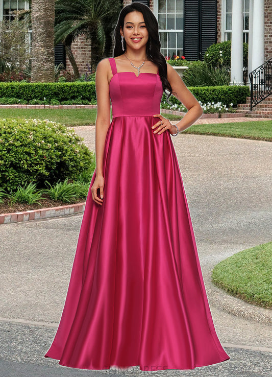 Thelma Ball-Gown/Princess V-Neck Sweep Train Satin Prom Dresses DPP0022215