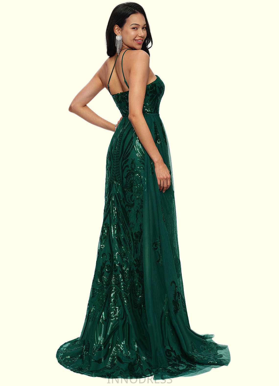 Adeline Trumpet/Mermaid One Shoulder Sweep Train Sequin Prom Dresses With Sequins DPP0022226