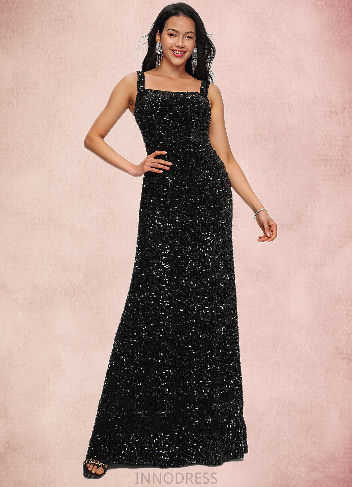 Meghan Sheath/Column Scoop Floor-Length Sequin Prom Dresses DPP0022228