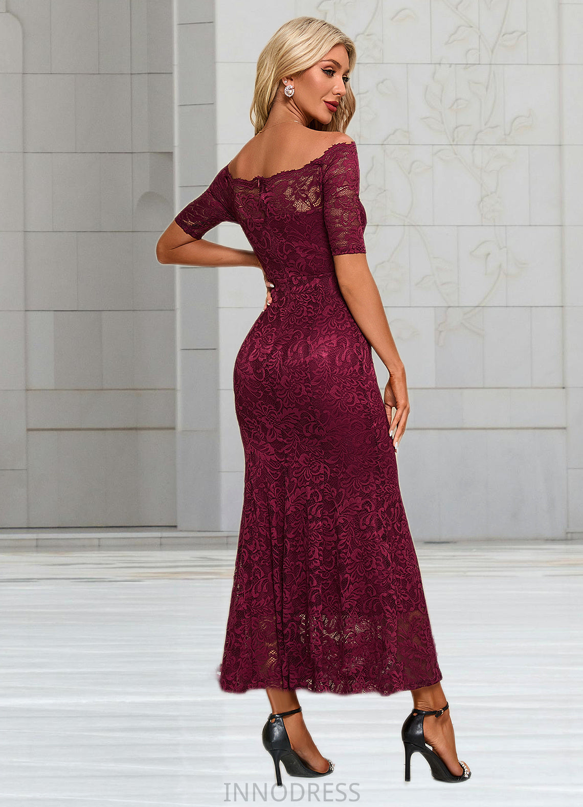 Marie Boat Neck Elegant Trumpet/Mermaid Lace Maxi Dresses DPP0022251