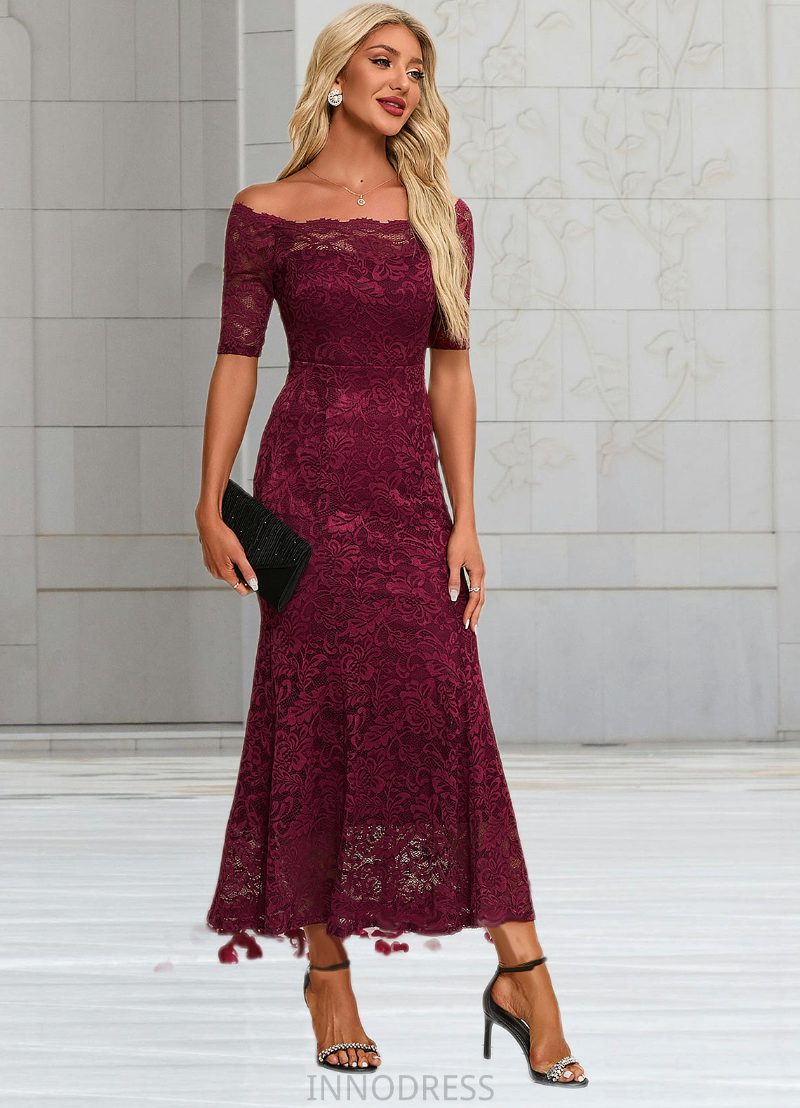 Marie Boat Neck Elegant Trumpet/Mermaid Lace Maxi Dresses DPP0022251