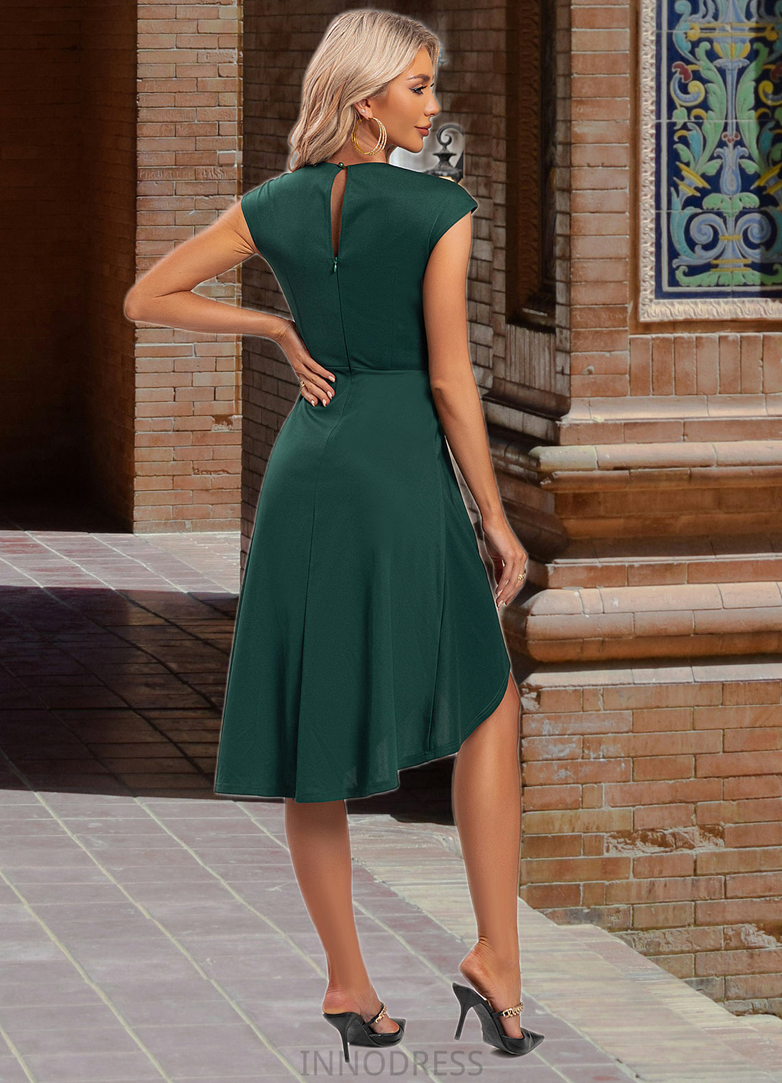 Jaylynn Chain Strap Scoop Elegant Sheath/Column Cotton Blends Asymmetrical Midi Dresses DPP0022382