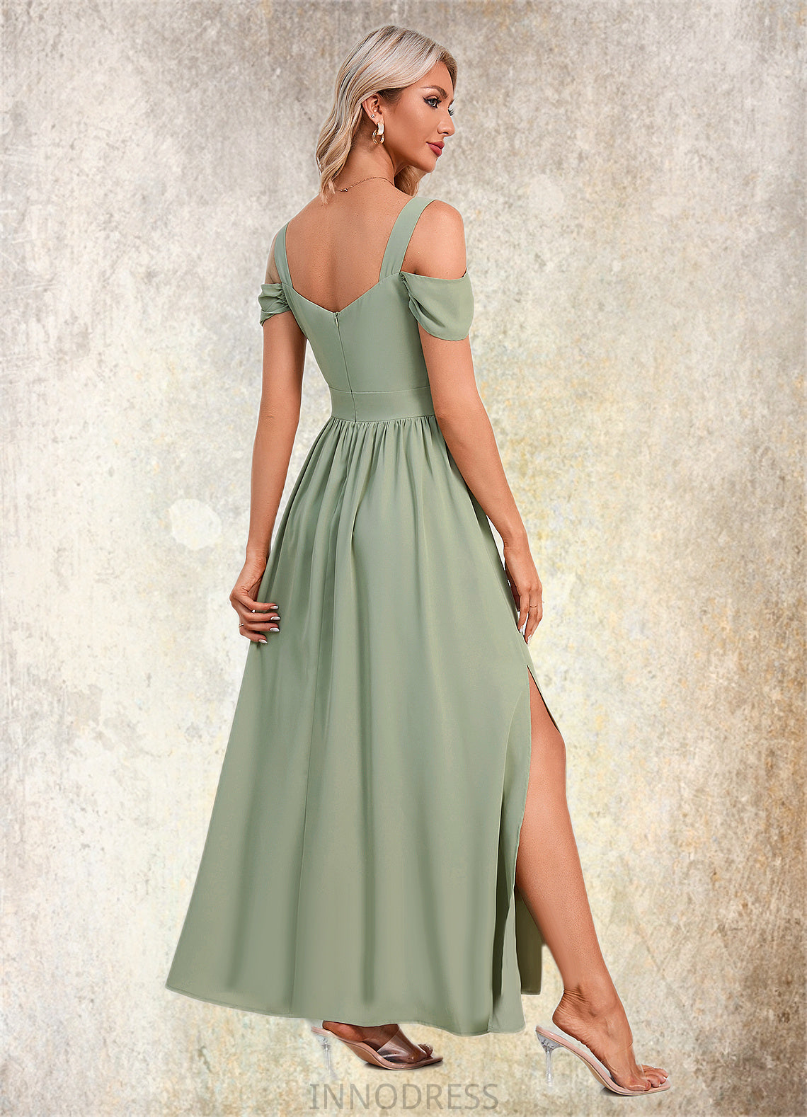 Keyla Ruffle Sweetheart Elegant A-line Polyester Maxi Dresses DPP0022426