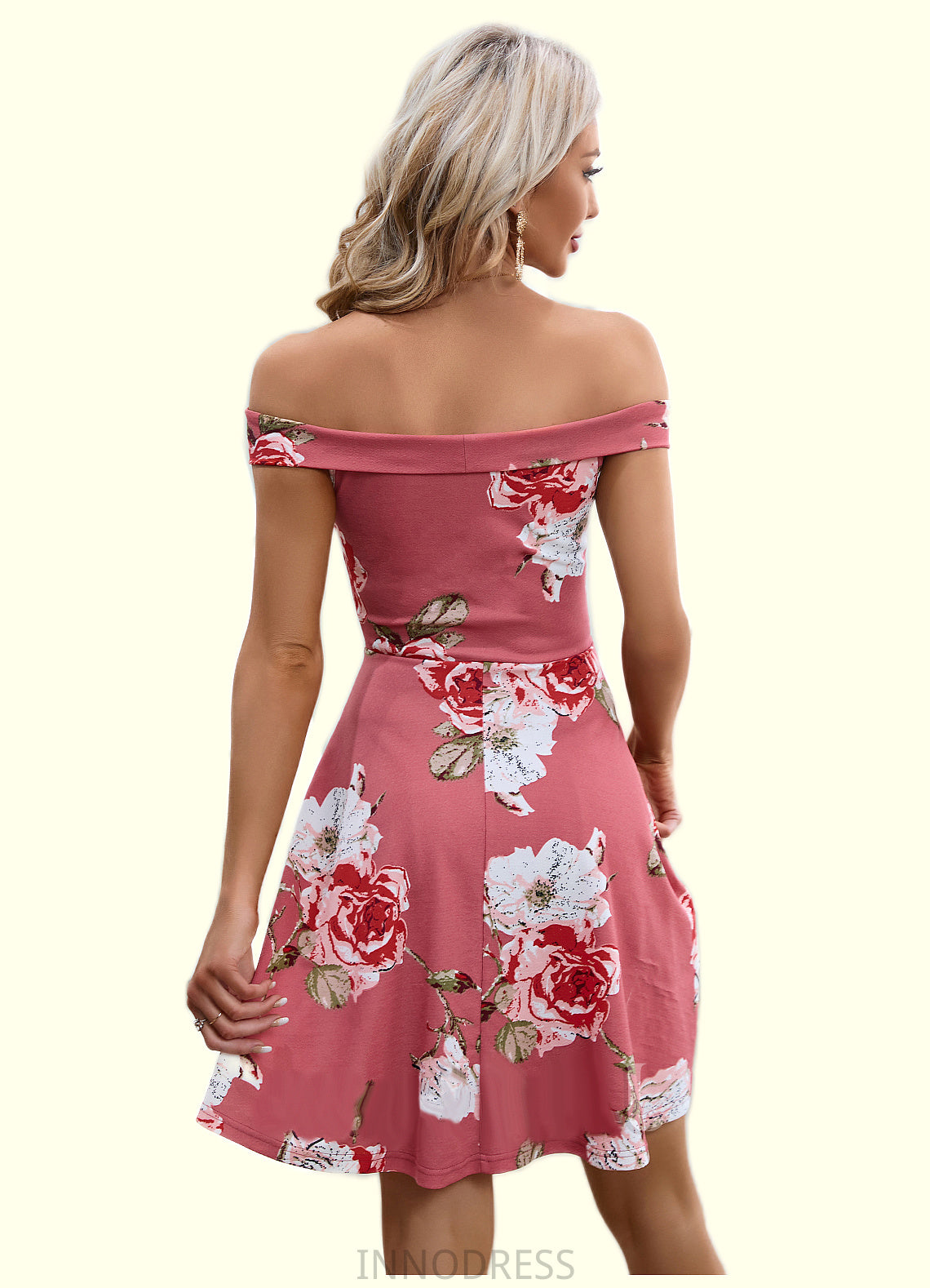 Priscilla Floral Print Cold Shoulder Elegant A-line Cotton Blends Mini Dresses DPP0022443