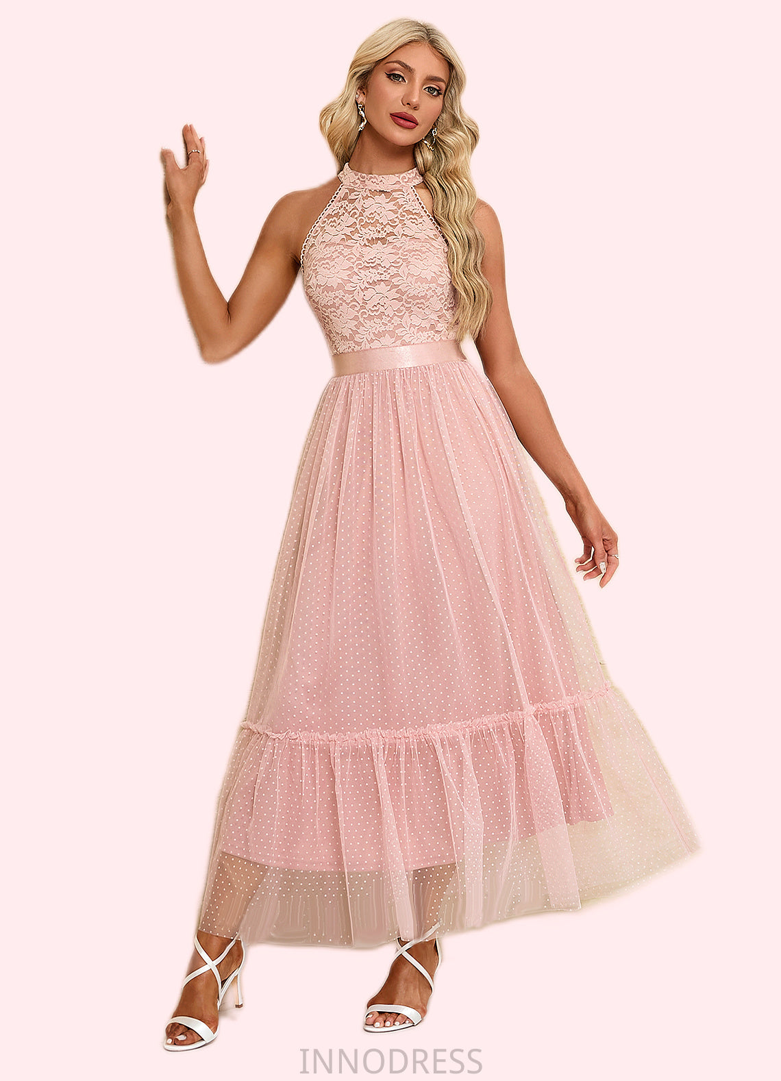 Cassie Illusion Elegant A-line Tulle Midi Dresses DPP0022452