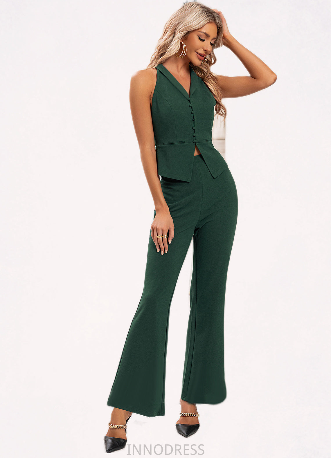 Kailyn Halter Elegant Separates Polyester Maxi Dresses DPP0022474