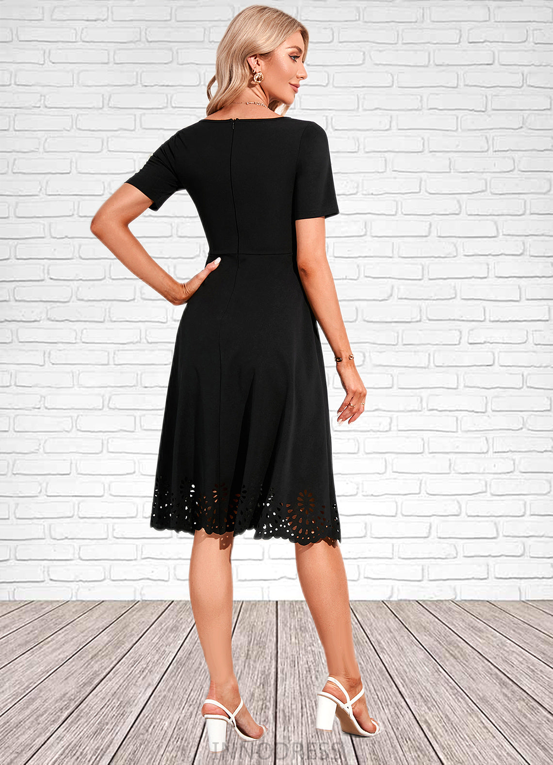 Mckenna V-Neck Elegant A-line Cotton Blends Midi Dresses DPP0022499