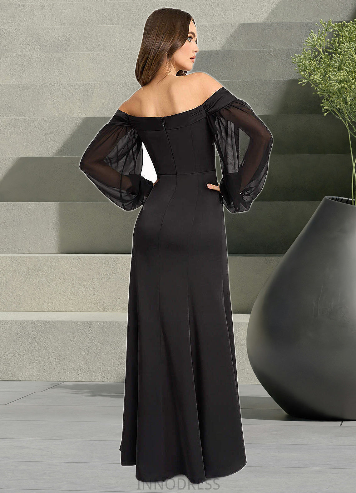 Felicity Maxine Black Off the Shoulder Maxi Dress Atelier Dresses | Azazie DPP0022879