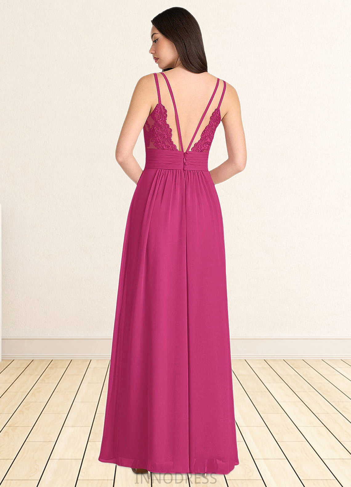 Deborah April Hot Pink V Neck Maxi Dress Atelier Dresses | Azazie DPP0022895