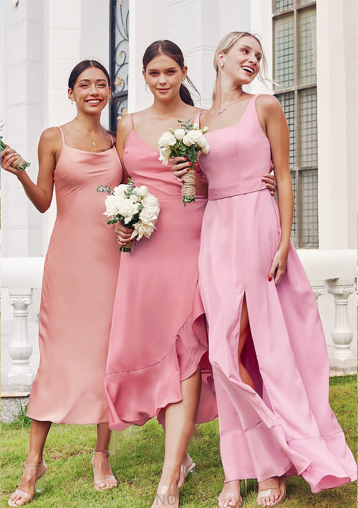 A-line Square Neckline Sleeveless Ankle-Length Stretch Satin Bridesmaid Dresses Alula DPP0025231