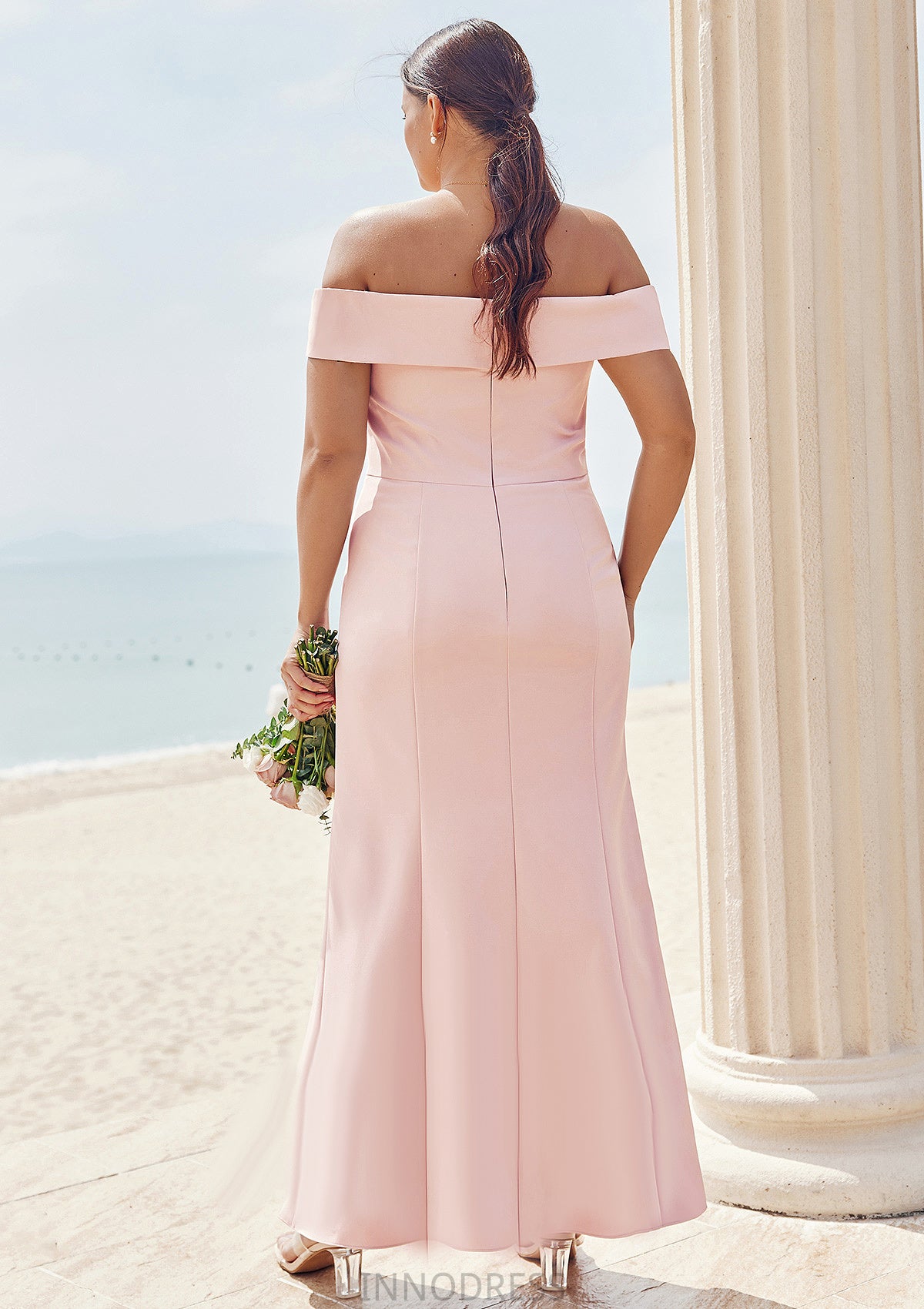 Trumpet/Mermaid Off-the-Shoulder Sleeveless Floor-Length Stretch Crepe Plus Size Bridesmaid Dresses Adelyn DPP0025261