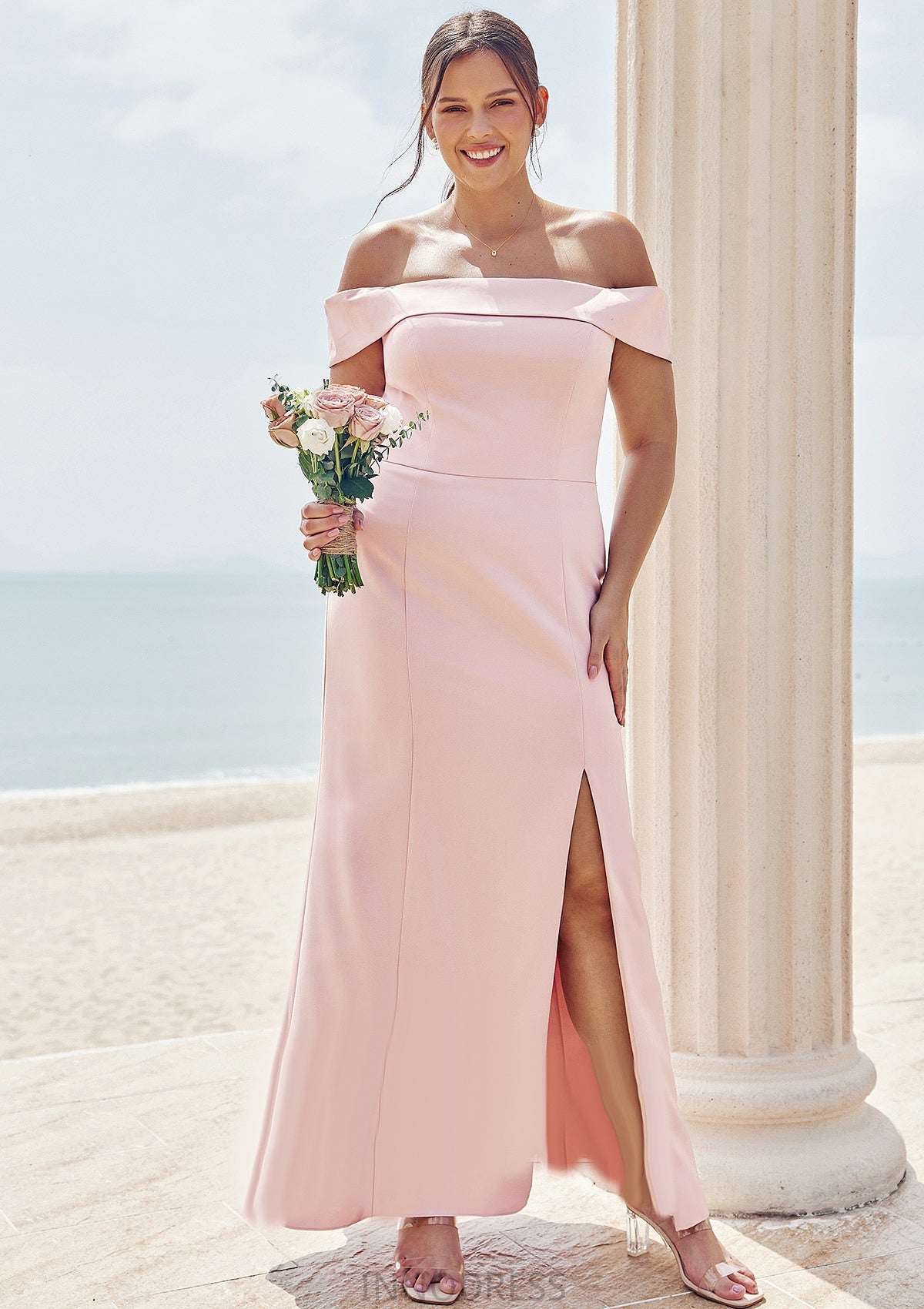 Trumpet/Mermaid Off-the-Shoulder Sleeveless Floor-Length Stretch Crepe Plus Size Bridesmaid Dresses Adelyn DPP0025261