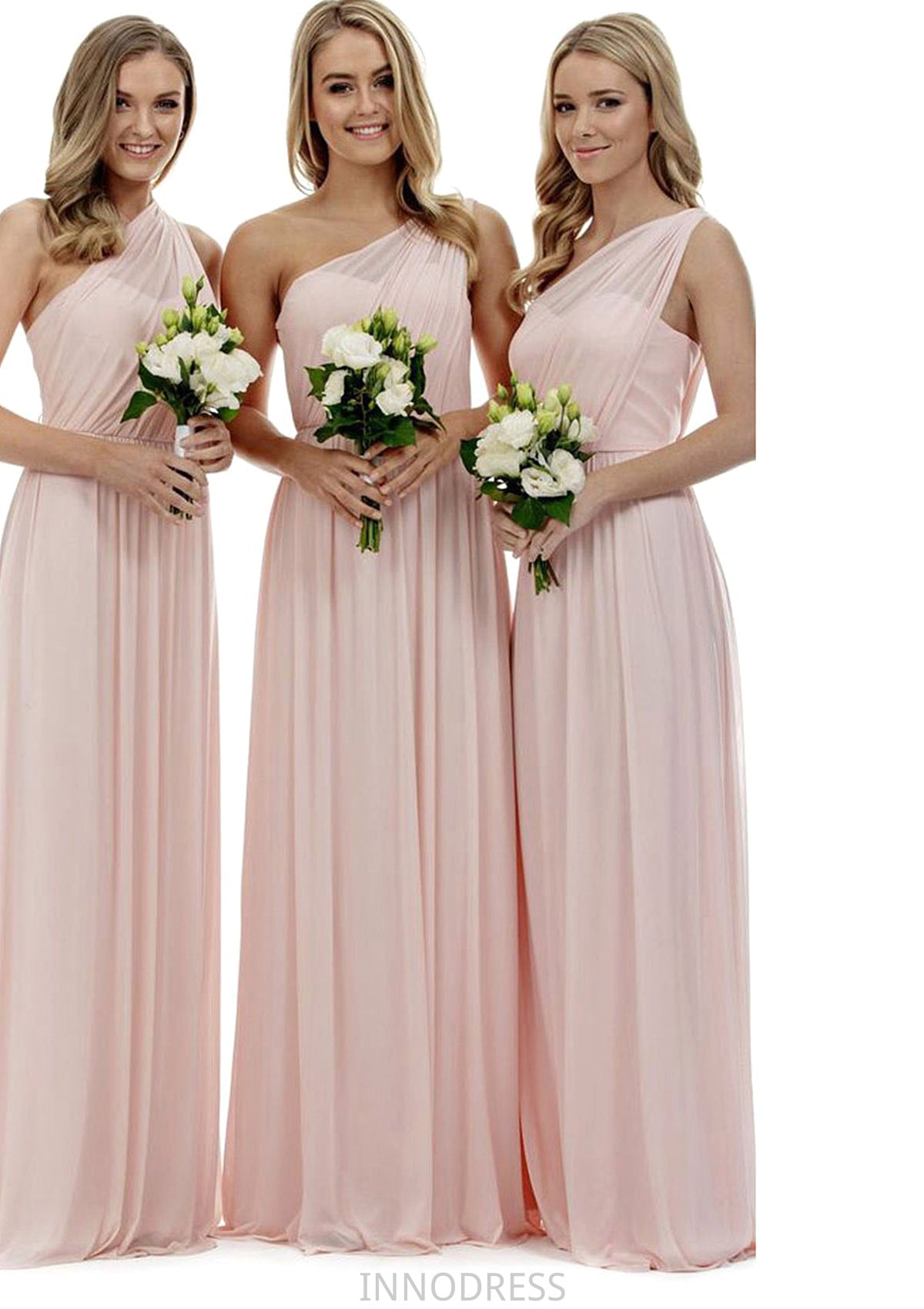 A-Line/Princess One-Shoulder Long/Floor-Length Chiffon Bridesmaid Dresses Lily DPP0025329