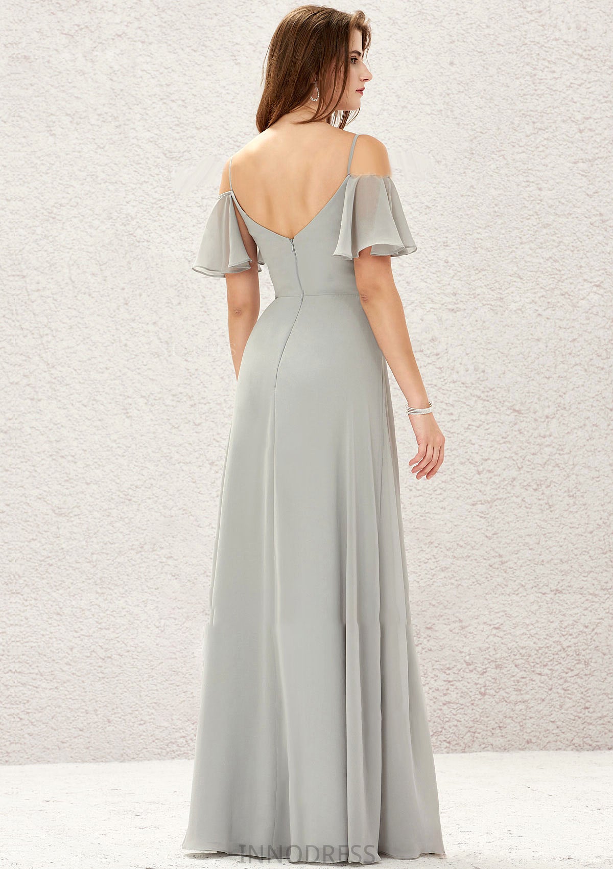 A-line Sweetheart Short Sleeve Long/Floor-Length Chiffon Bridesmaid Dresses With Pleated Alexis DPP0025338