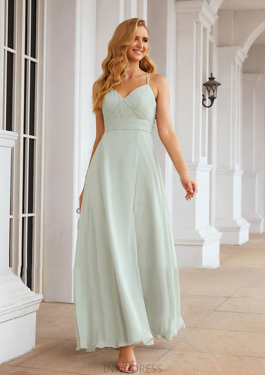 A-line Sweetheart Sleeveless Long/Floor-Length Chiffon Bridesmaid Dresses With Pleated Split.co.uk Mariah DPP0025339