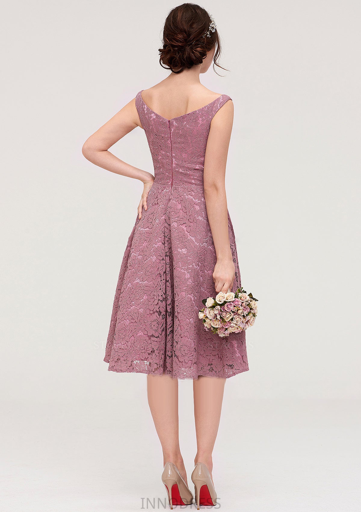 Sweetheart Sleeveless A-line/Princess Lace Knee-Length Bridesmaid Dresses Jaliyah DPP0025421