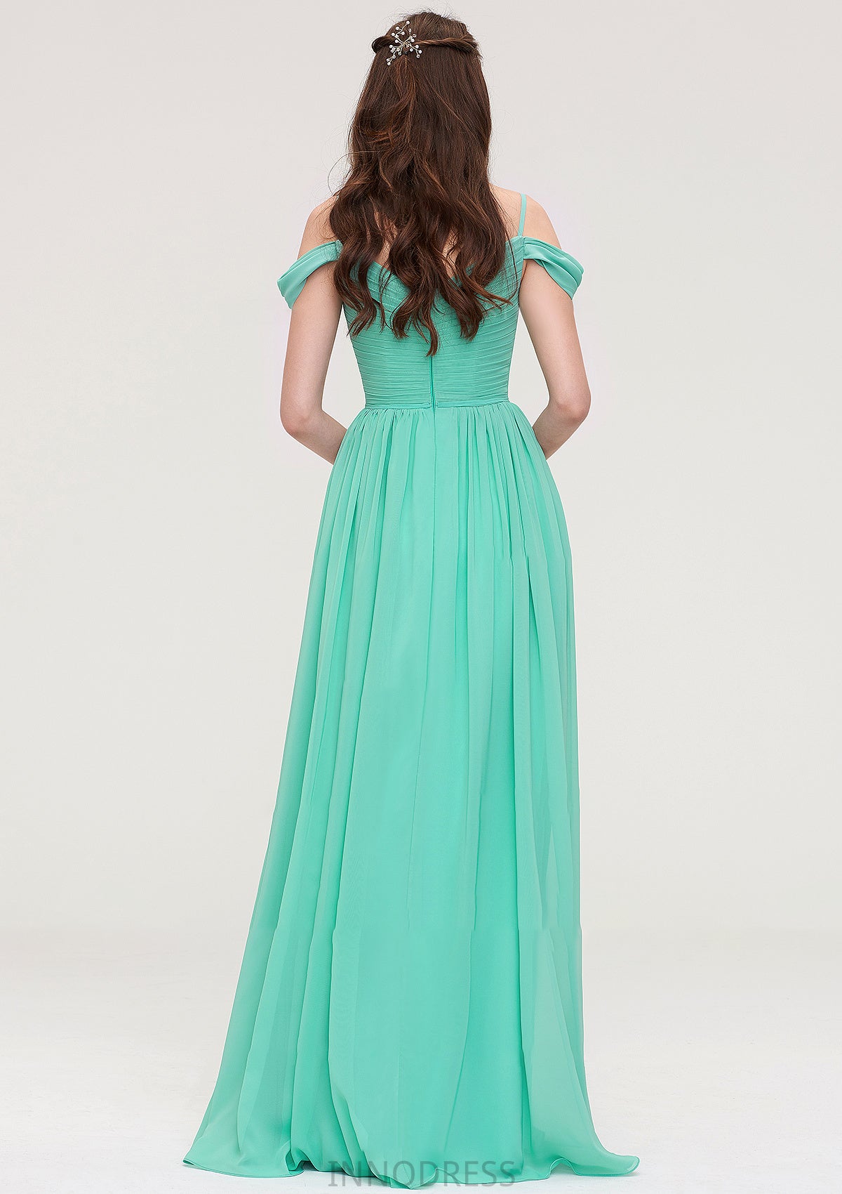 Sweetheart Sleeveless Long/Floor-Length Chiffon A-line/Princess Bridesmaid Dresses With Pleated Clara DPP0025422