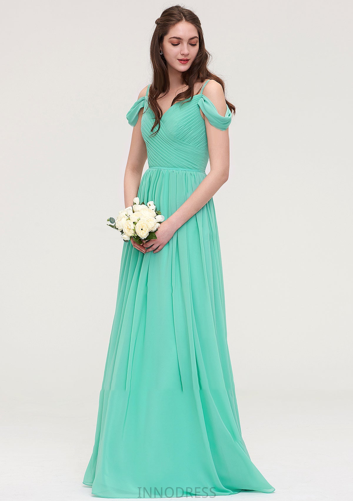 Sweetheart Sleeveless Long/Floor-Length Chiffon A-line/Princess Bridesmaid Dresses With Pleated Clara DPP0025422