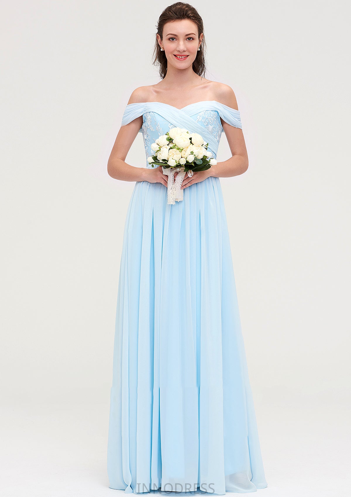 Off-the-Shoulder Sleeveless Chiffon A-line/Princess Long/Floor-Length Bridesmaid Dresseses With Pleated Appliqued Jayla DPP0025431