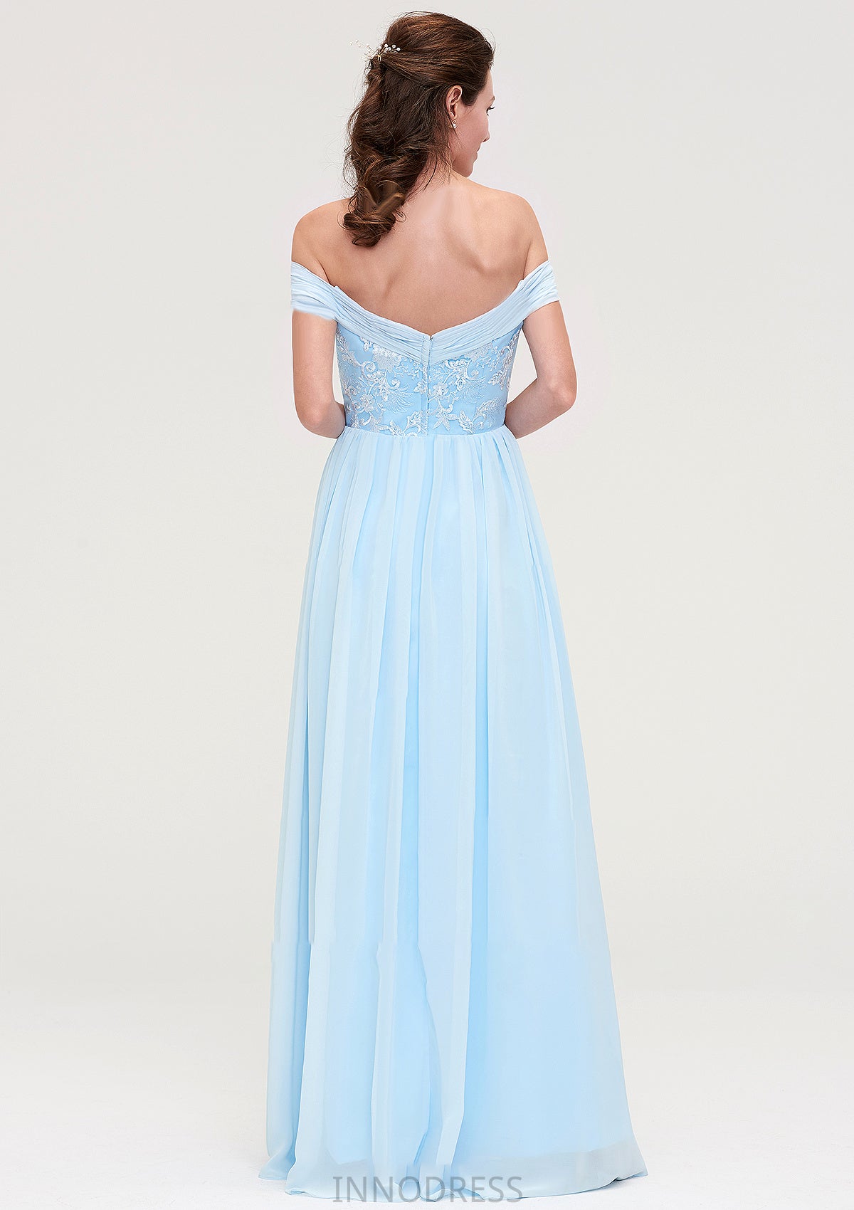 Off-the-Shoulder Sleeveless Chiffon A-line/Princess Long/Floor-Length Bridesmaid Dresseses With Pleated Appliqued Jayla DPP0025431