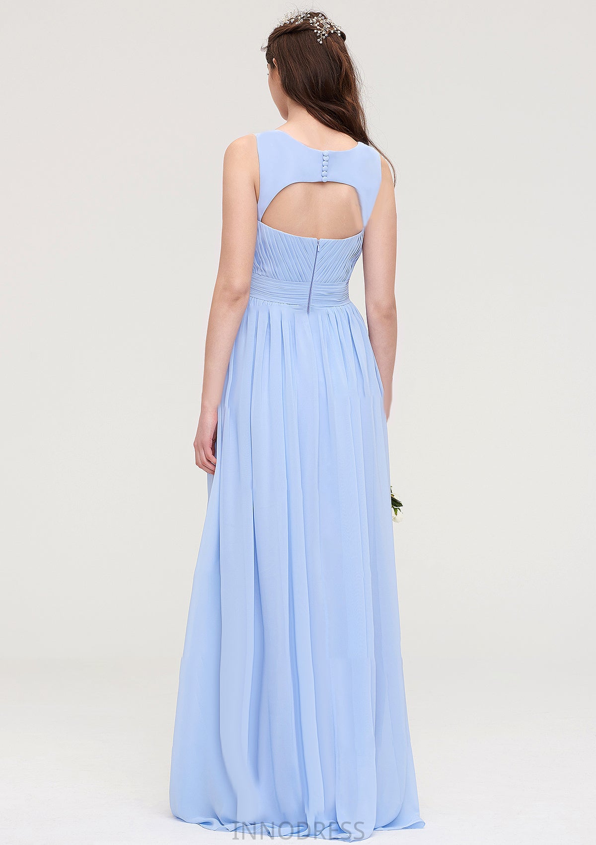 Sleeveless Sweetheart Long/Floor-Length Chiffon A-line/Princess Bridesmaid Dresses With Pleated Aubrie DPP0025437