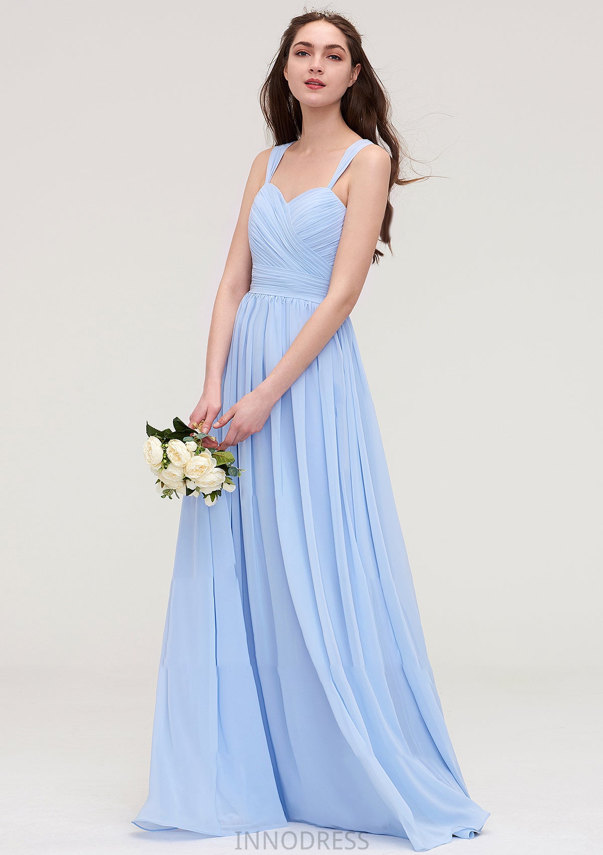 Sleeveless Sweetheart Long/Floor-Length Chiffon A-line/Princess Bridesmaid Dresses With Pleated Aubrie DPP0025437