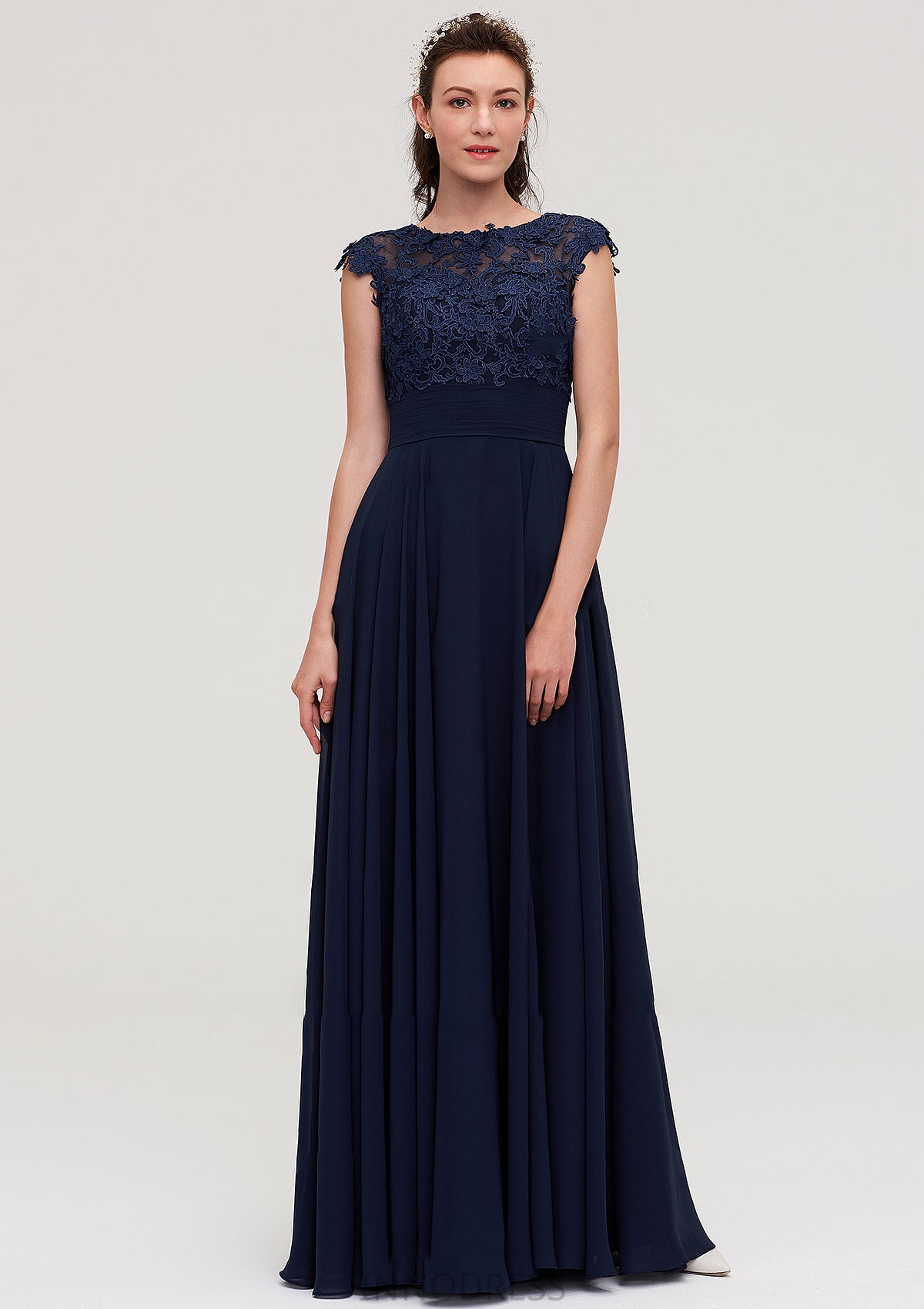 Sleeveless Chiffon A-line/Princess Long/Floor-Length Bridesmaid Dresseses With Appliqued Skylar DPP0025455