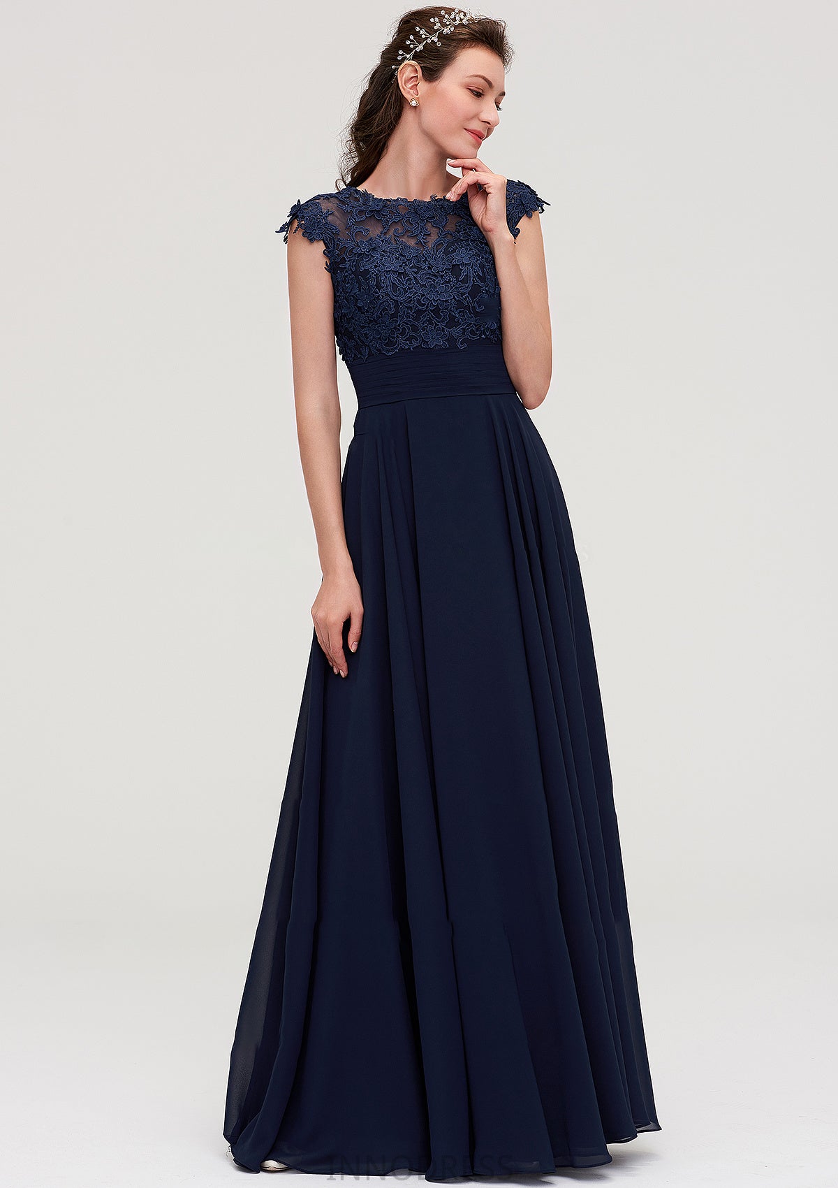 Sleeveless Chiffon A-line/Princess Long/Floor-Length Bridesmaid Dresseses With Appliqued Skylar DPP0025455