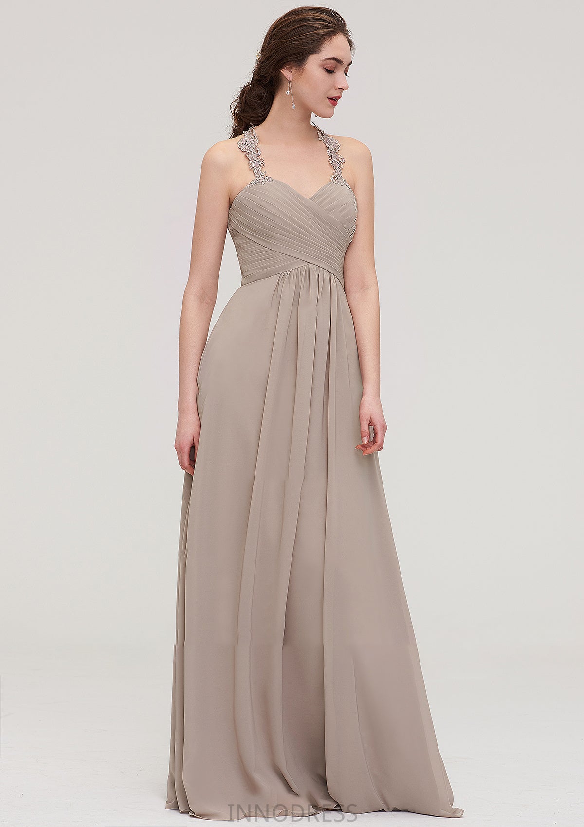 Sleeveless Sweetheart Long/Floor-Length Chiffon A-line/Princess Bridesmaid Dresses With Pleated Lace Brenda DPP0025457