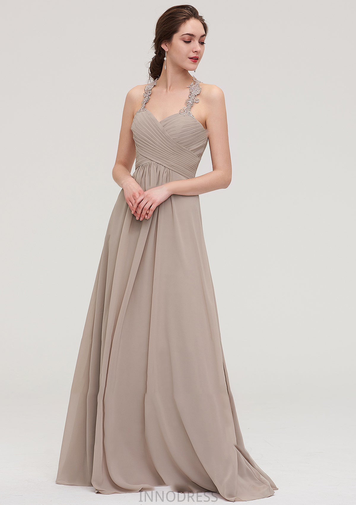 Sleeveless Sweetheart Long/Floor-Length Chiffon A-line/Princess Bridesmaid Dresses With Pleated Lace Brenda DPP0025457