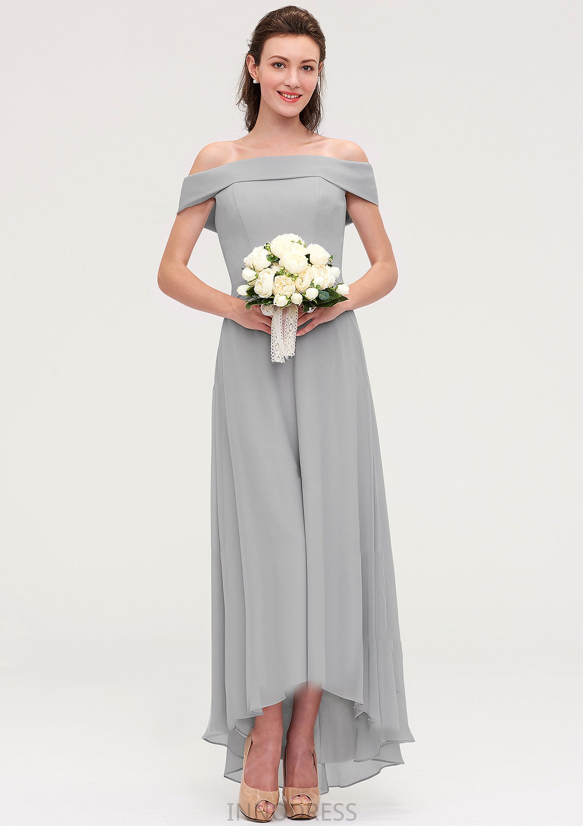 Off-the-Shoulder Sleeveless Asymmetrical Chiffon A-line/Princess Bridesmaid Dresseses Danika DPP0025465