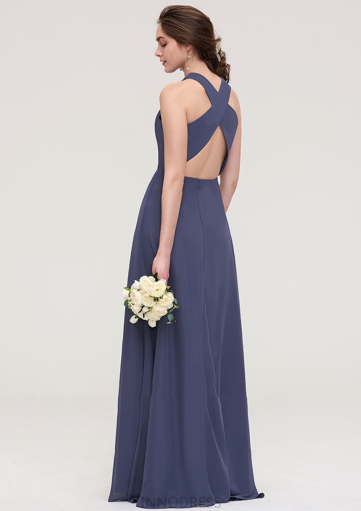 Sleeveless Scoop Neck ong/Floor-Length Chiffon A-line/Princess LStormy Bridesmaid Dresses With Pleated Jane DPP0025470