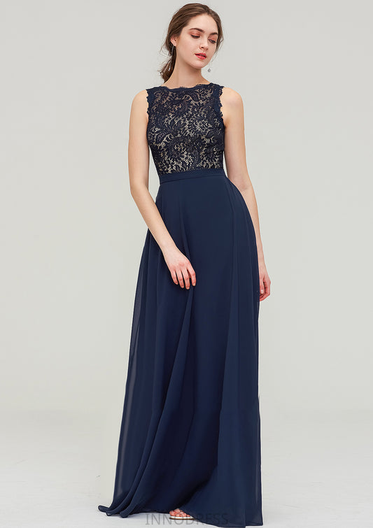 Sleeveless Bateau Long/Floor-Length  Chiffon A-line/Princess Bridesmaid Dresses With Sashes Lace Tina DPP0025471