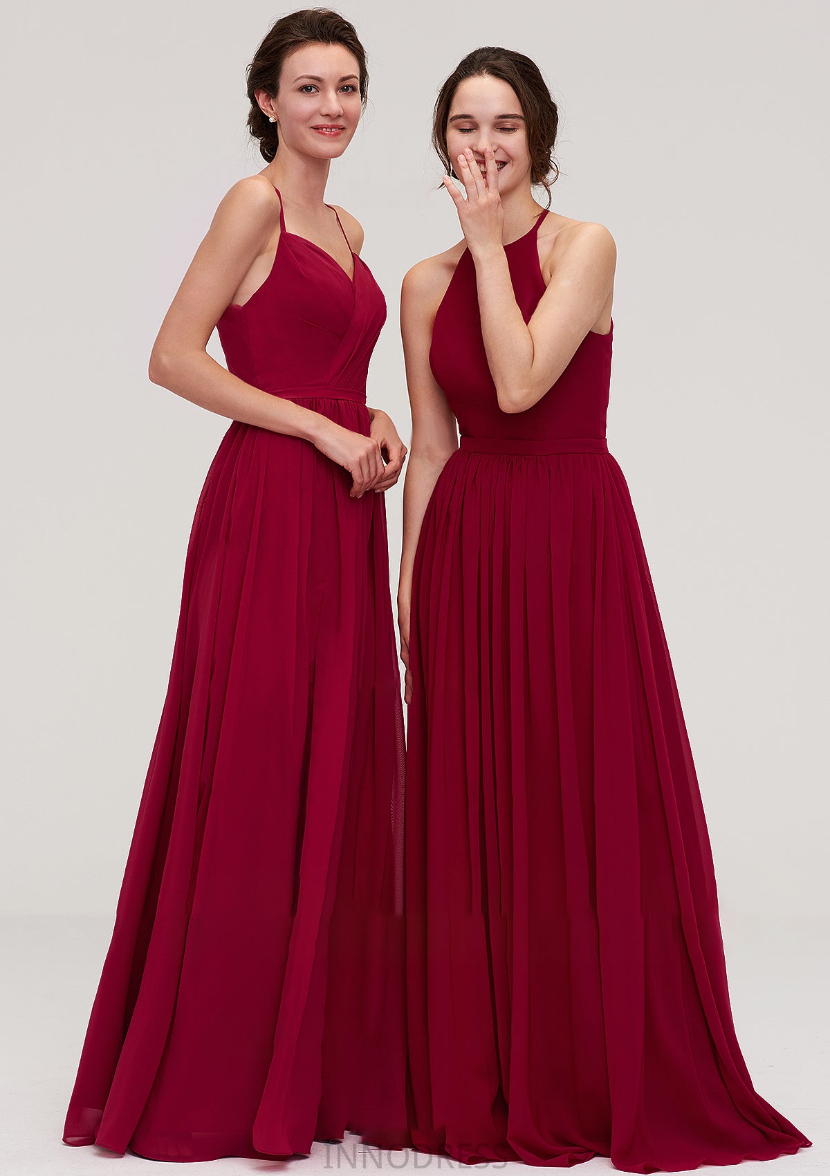 Sleeveless Sweetheart Long/Floor-Length Chiffon A-line/Princess Bridesmaid Dresseses With Split Pleated Anaya DPP0025477