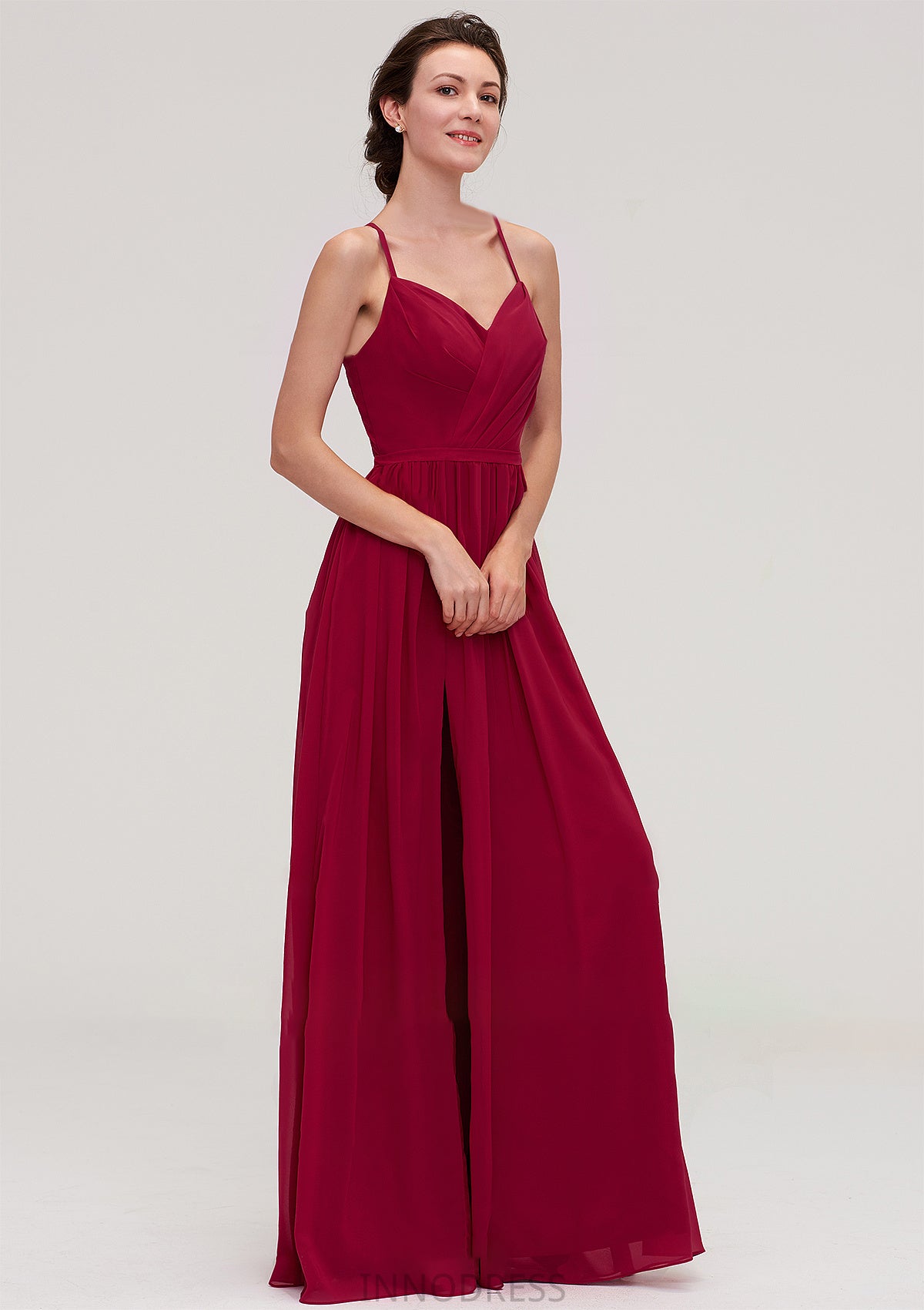 Sleeveless Sweetheart Long/Floor-Length Chiffon A-line/Princess Bridesmaid Dresseses With Split Pleated Anaya DPP0025477