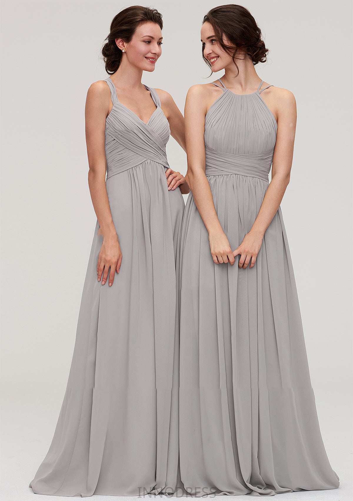 Sleeveless Sweetheart Long/Floor-Length Chiffon A-line/Princess Bridesmaid Dresseses With Pleated Beading Ashlyn DPP0025478