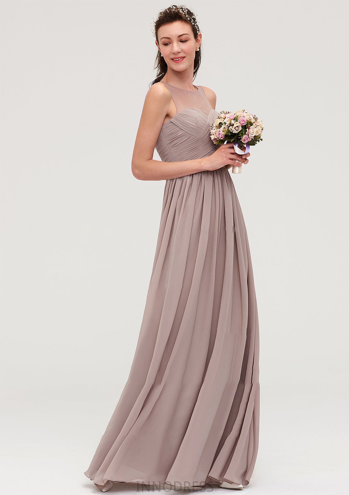 Sleeveless A-line/Princess Chiffon Long/Floor-Length Bridesmaid Dresseses With Pleated Shirley DPP0025479