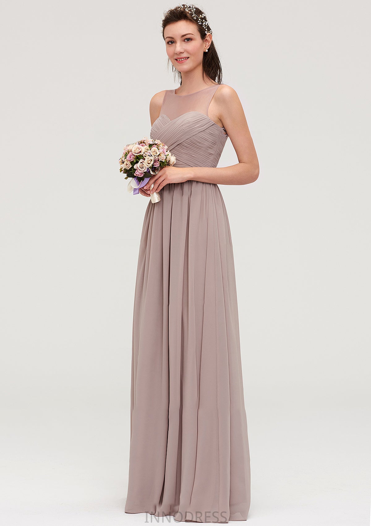 Sleeveless A-line/Princess Chiffon Long/Floor-Length Bridesmaid Dresseses With Pleated Shirley DPP0025479