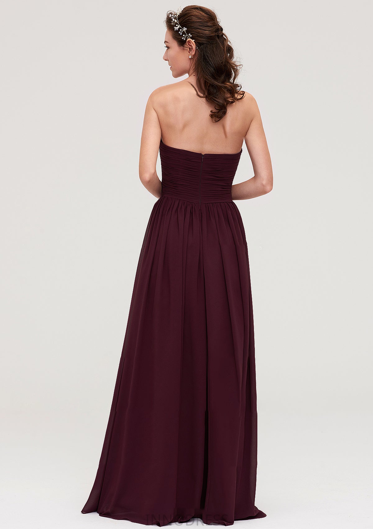 Sweetheart Sleeveless Long/Floor-Length Chiffon A-line/Princess Bridesmaid Dresses With Pleated Kaitlynn DPP0025490