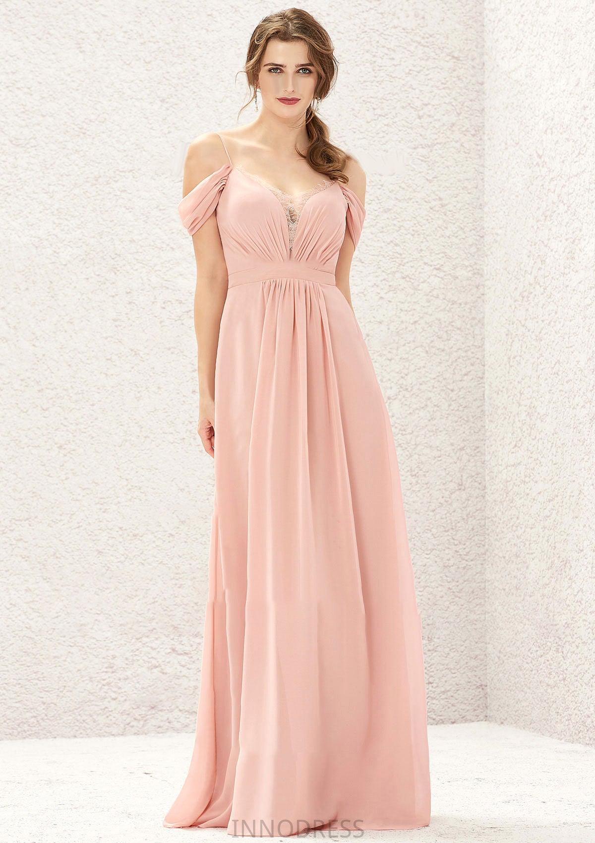 A-line Sweetheart Sleeveless Chiffon Long/Floor-Length Bridesmaid Dresses With Pleated Lace Amani DPP0025629