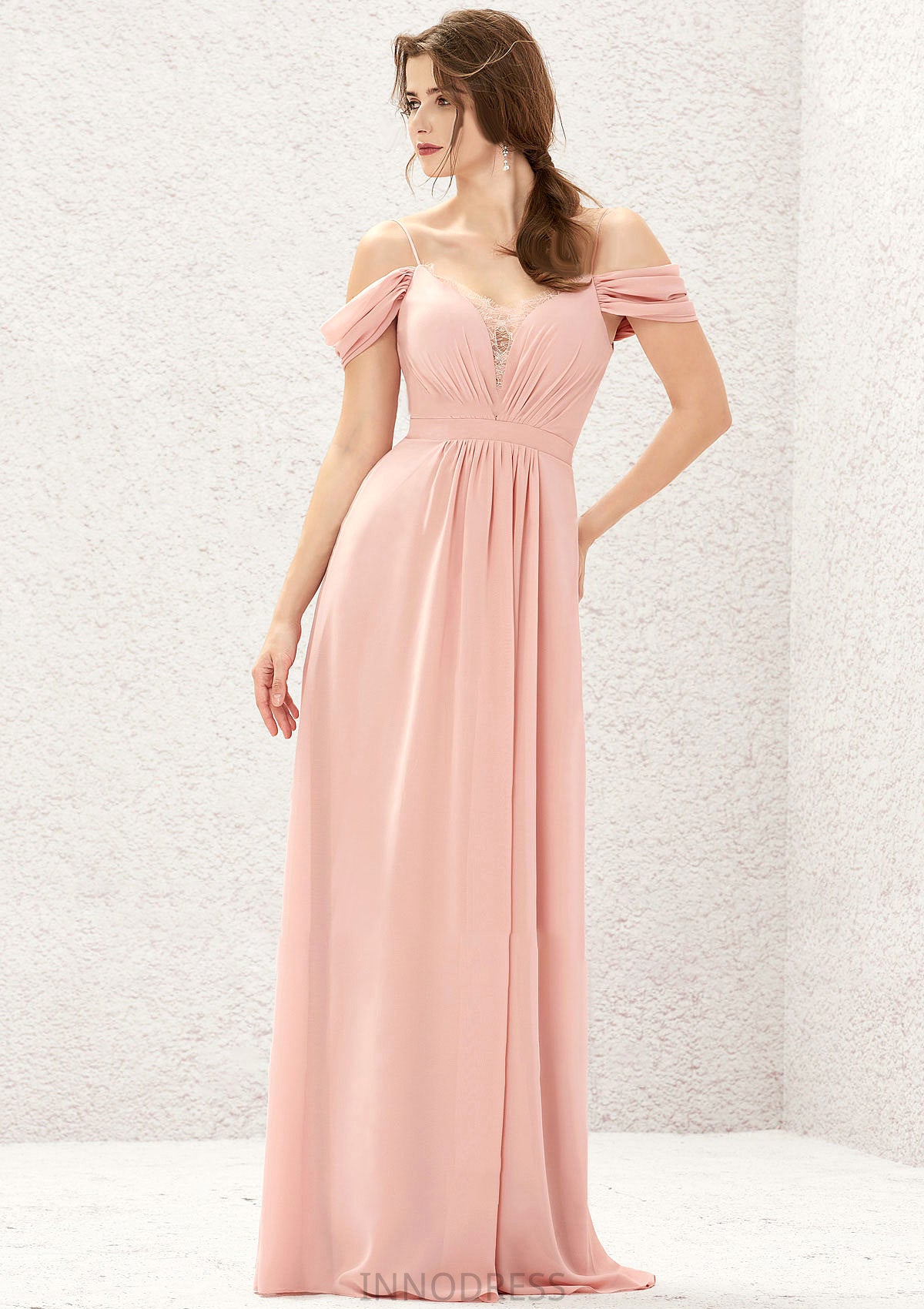 A-line Sweetheart Sleeveless Chiffon Long/Floor-Length Bridesmaid Dresses With Pleated Lace Amani DPP0025629