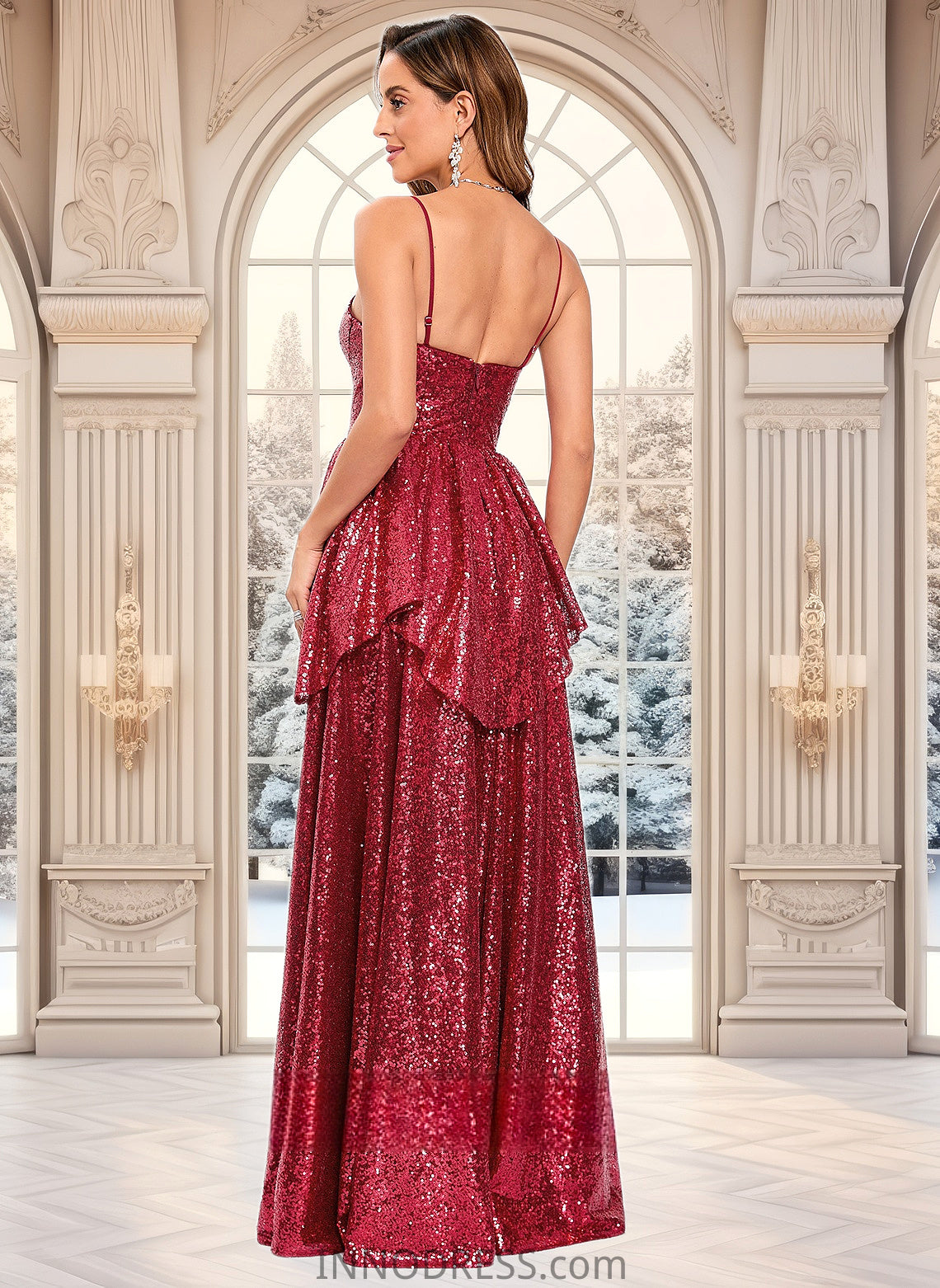 Dominique A-line Sweetheart Floor-Length Sequin Prom Dresses DPP0025868