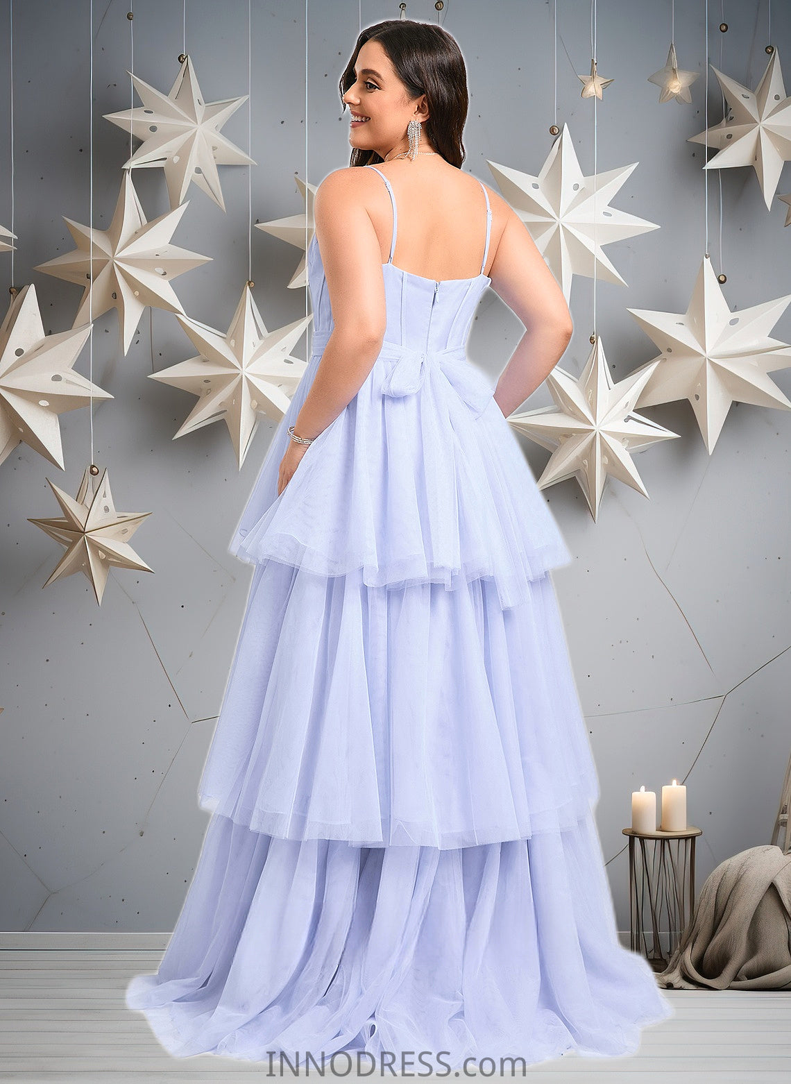 Lois Ball-Gown/Princess Sweetheart Sweep Train Tulle Prom Dresses With Bow DPP0025843